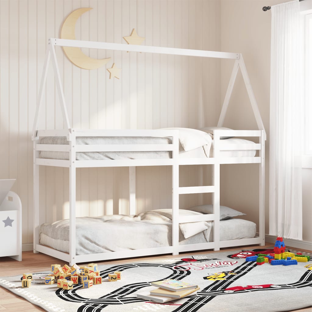 Bunk Bed without Mattress White 90x190 cm Single Solid Wood Pine