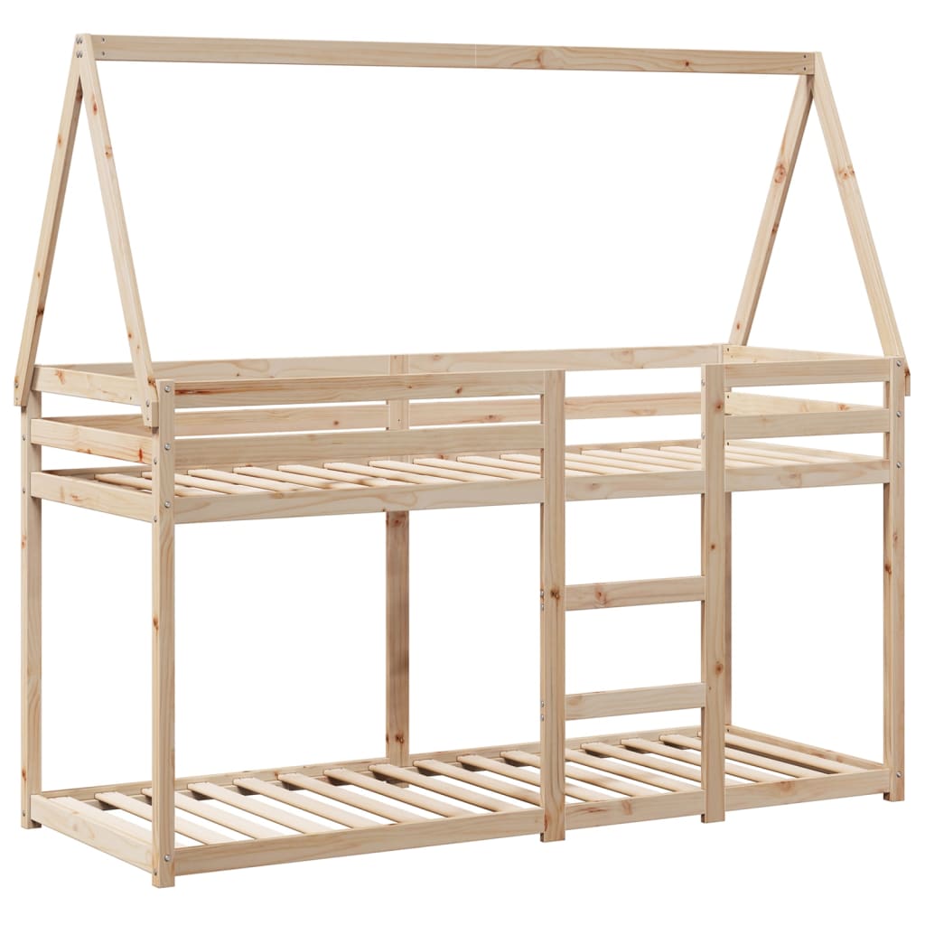 Bunk Bed with Roof 75x190 cm Solid Wood Pine