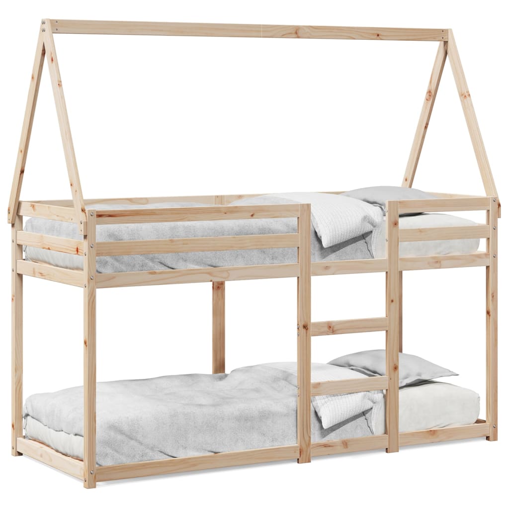 Bunk Bed with Roof 75x190 cm Solid Wood Pine