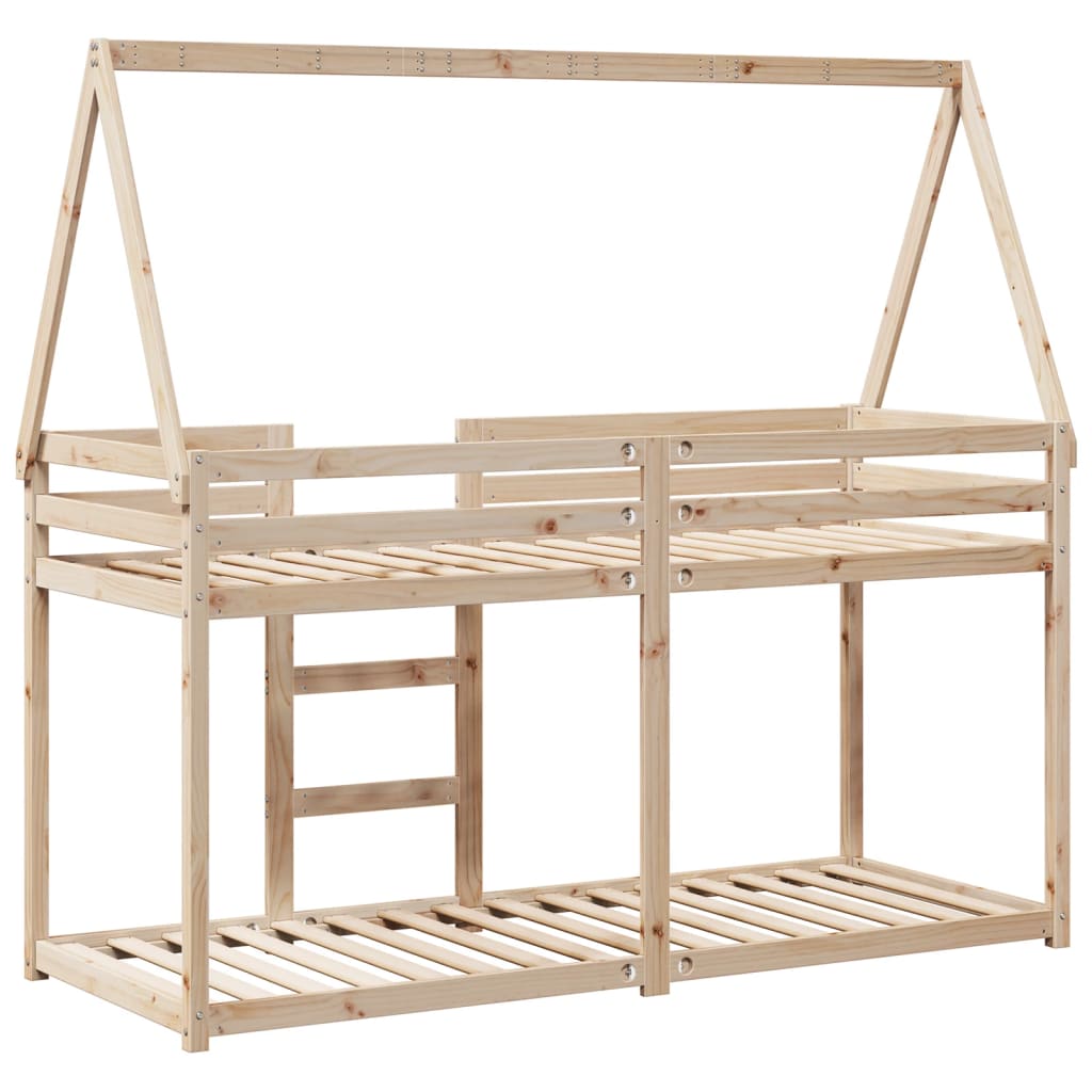 Bunk Bed with Roof 75x190 cm Solid Wood Pine