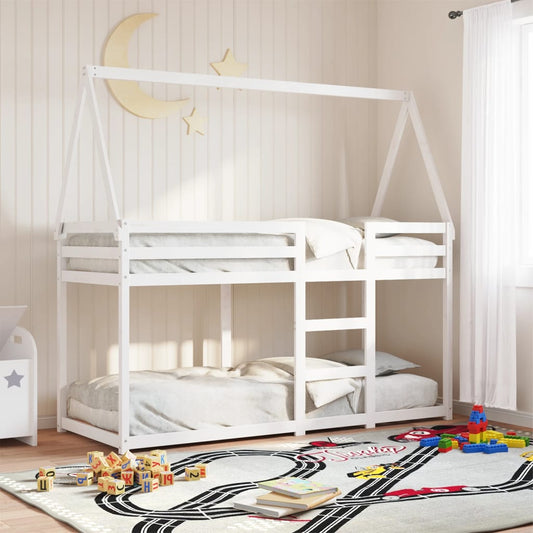 Bunk Bed without Mattress White 75x190 cm Small Single Solid Wood Pine