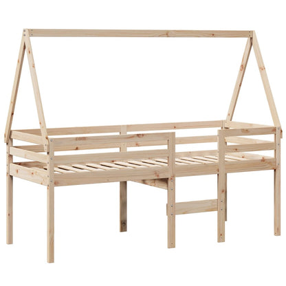 High Sleeper Bed without Mattress 90x190 cm Single Solid Wood Pine