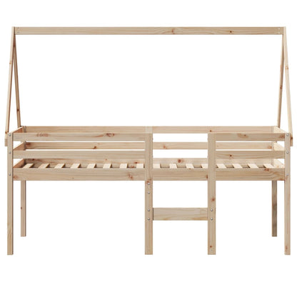 High Sleeper Bed without Mattress 90x190 cm Single Solid Wood Pine