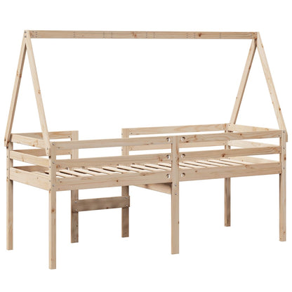 High Sleeper Bed without Mattress 90x190 cm Single Solid Wood Pine