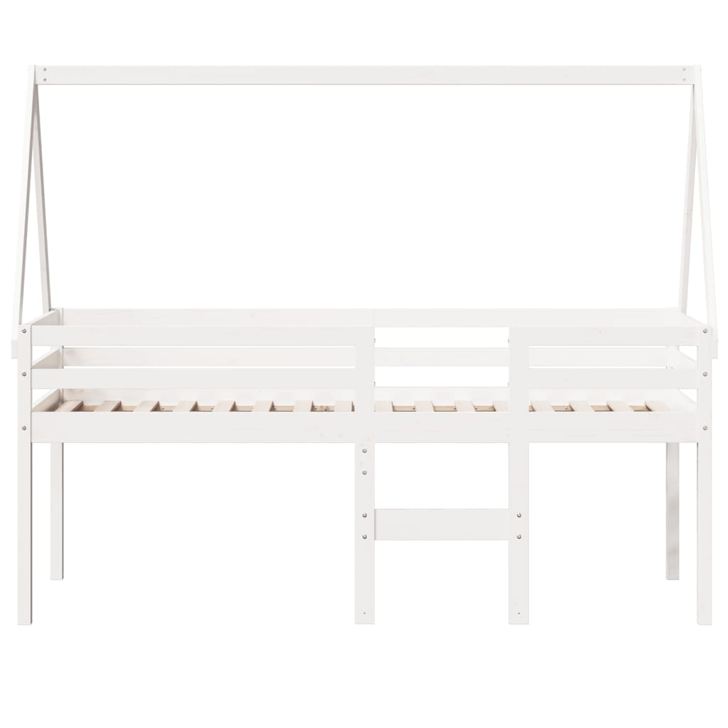 High Sleeper Bed without Mattress White 90x190 cm Single Solid Wood Pine