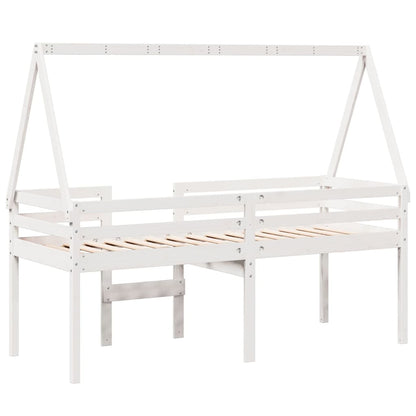 High Sleeper Bed without Mattress White 90x190 cm Single Solid Wood Pine