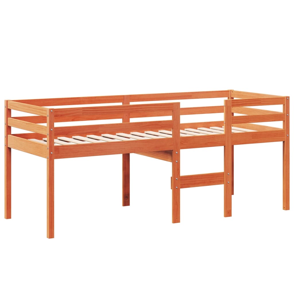 High Sleeper Bed without Mattress Wax Brown 90x190 cm Single Solid Wood Pine