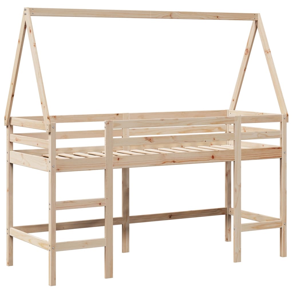 Loft Bed with Ladder and Roof without Mattress 90x200 cm