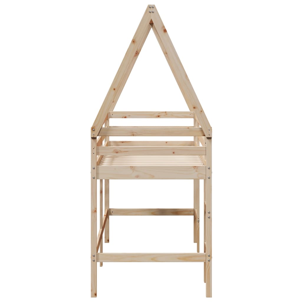 Loft Bed with Ladder and Roof without Mattress 90x200 cm