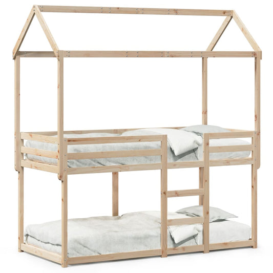 Bunk Bed with Roof 90x200 cm Solid Wood Pine