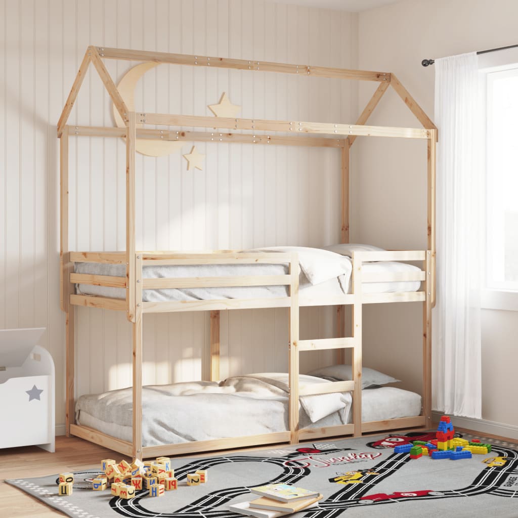 Bunk Bed with Roof 80x200 cm Solid Wood Pine