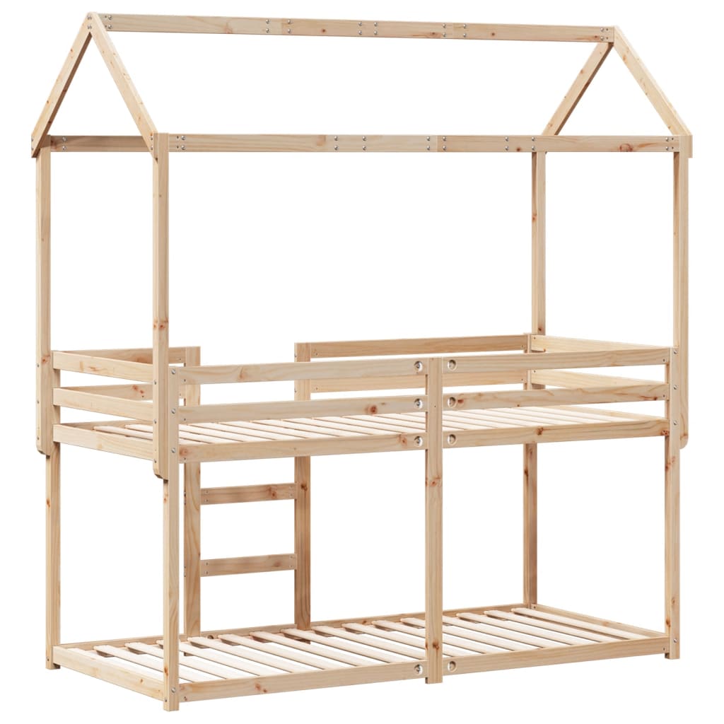 Bunk Bed with Roof 80x200 cm Solid Wood Pine