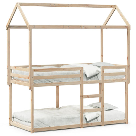 Bunk Bed with Roof 80x200 cm Solid Wood Pine