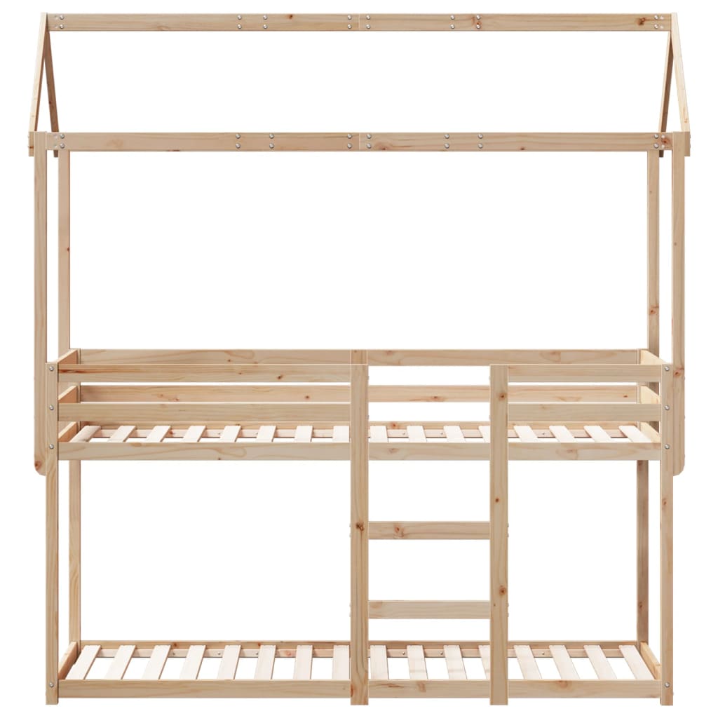 Bunk Bed with Roof 90x190 cm Solid Wood Pine