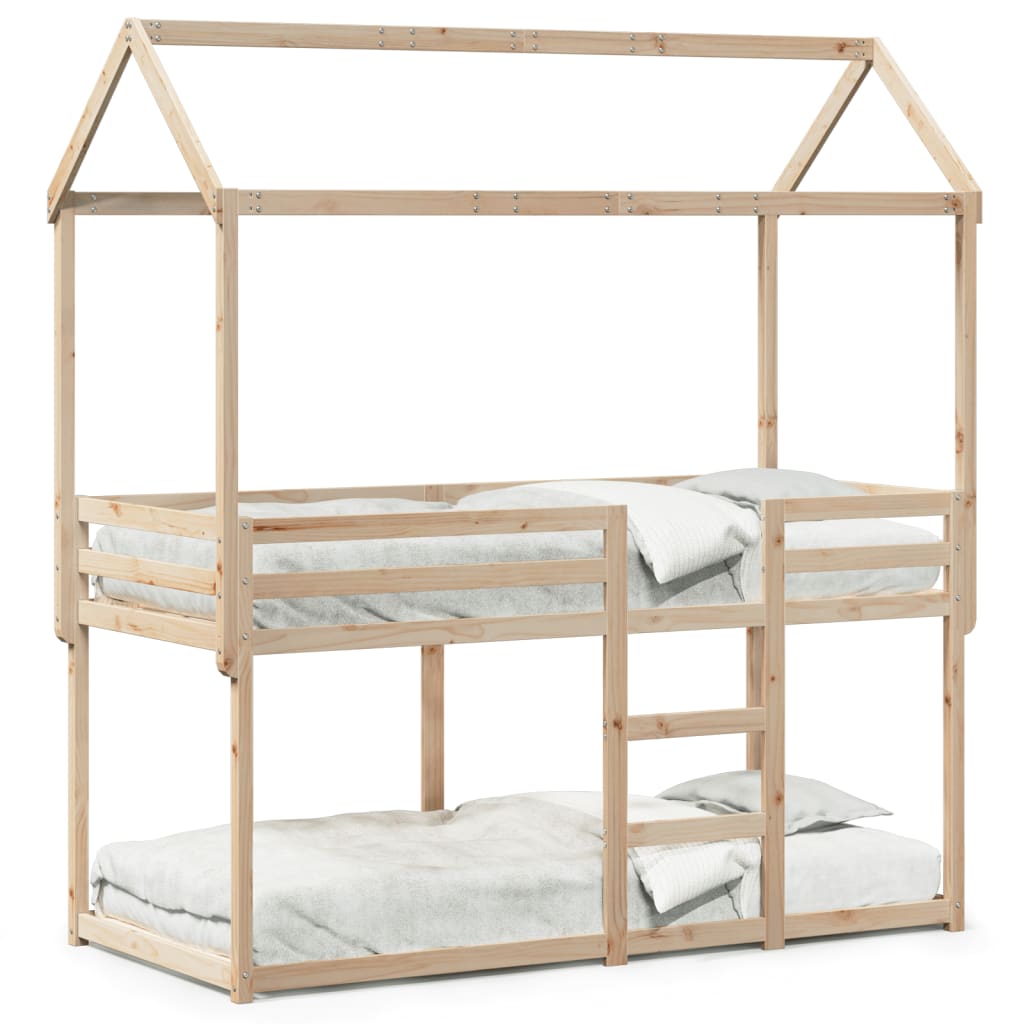 Bunk Bed with Roof 90x190 cm Solid Wood Pine