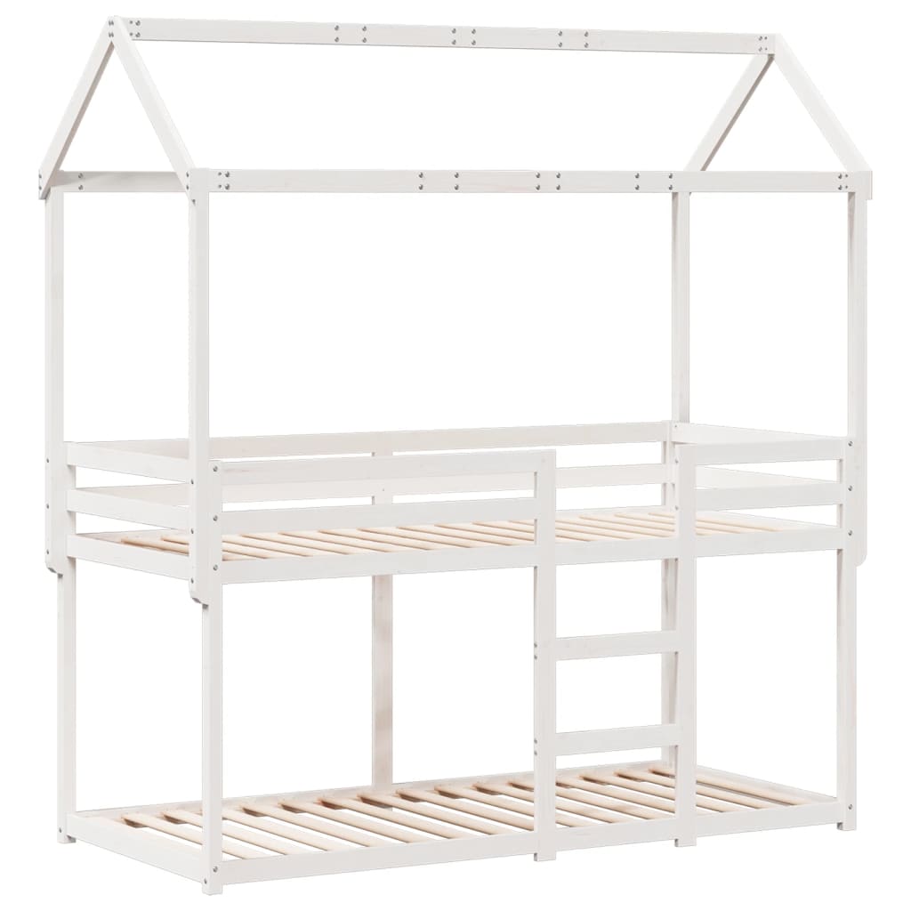 Bunk Bed with Roof White 90x190 cm Solid Wood Pine