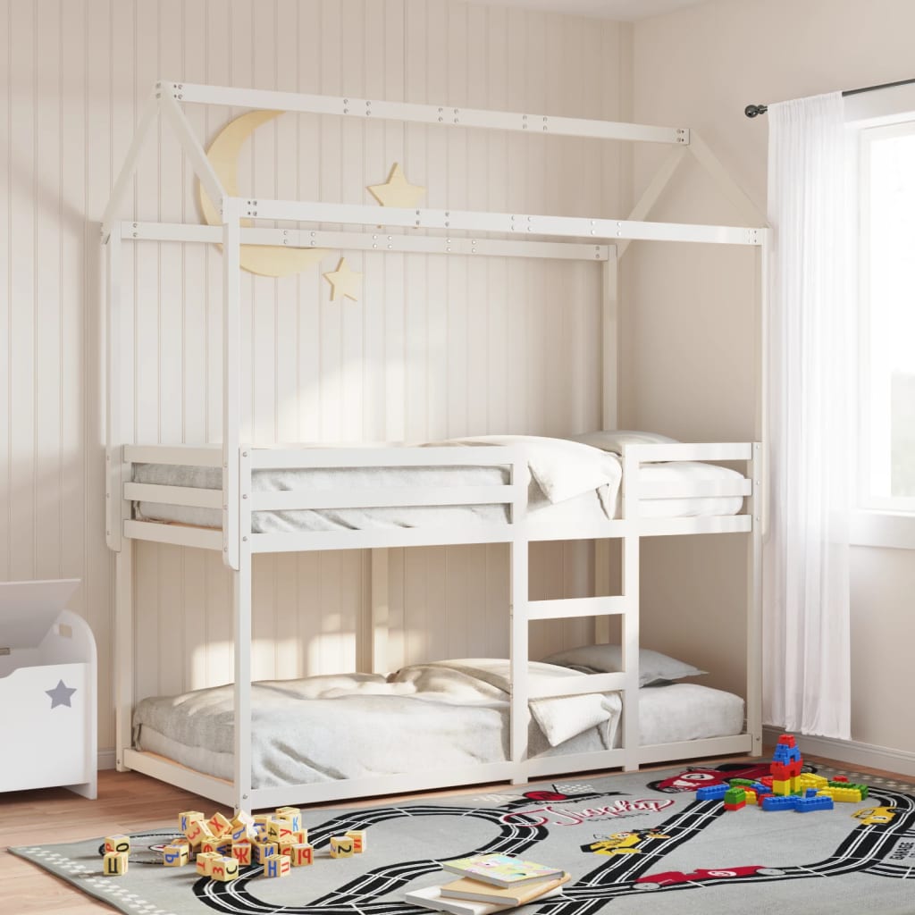 Bunk Bed with Roof White 90x190 cm Solid Wood Pine