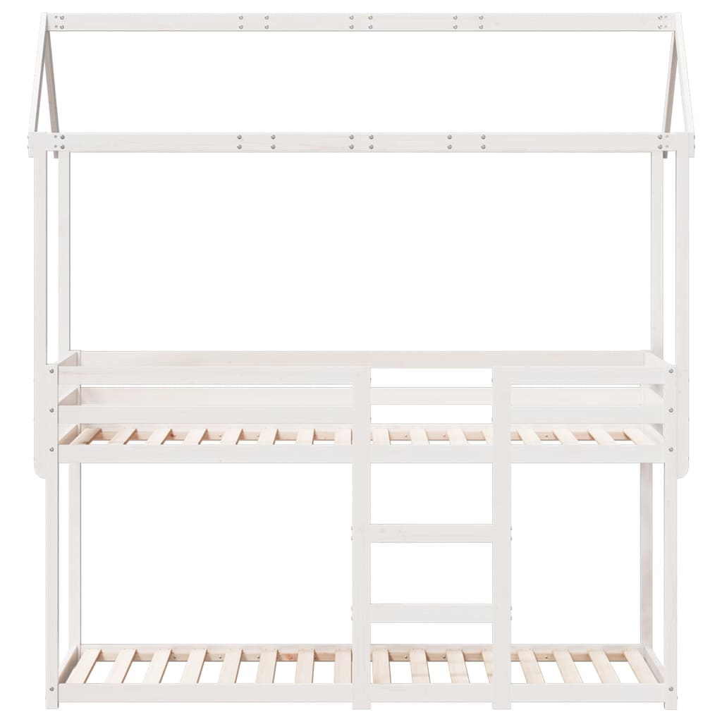 Bunk Bed with Roof White 90x190 cm Solid Wood Pine