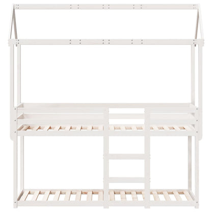 Bunk Bed with Roof White 90x190 cm Solid Wood Pine