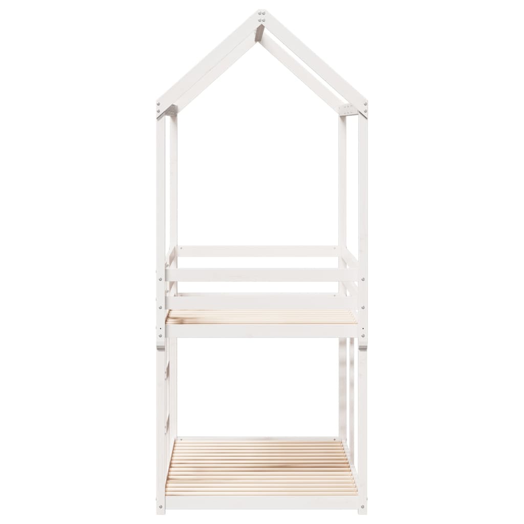 Bunk Bed with Roof White 90x190 cm Solid Wood Pine