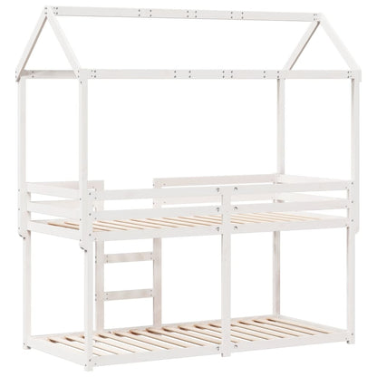 Bunk Bed with Roof White 90x190 cm Solid Wood Pine