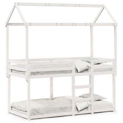 Bunk Bed with Roof White 90x190 cm Solid Wood Pine