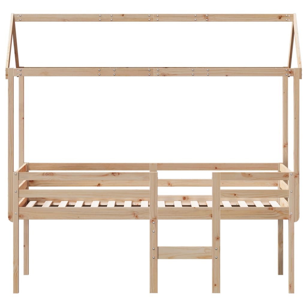 High Sleeper Bed with Roof 80x200 cm Solid Wood Pine