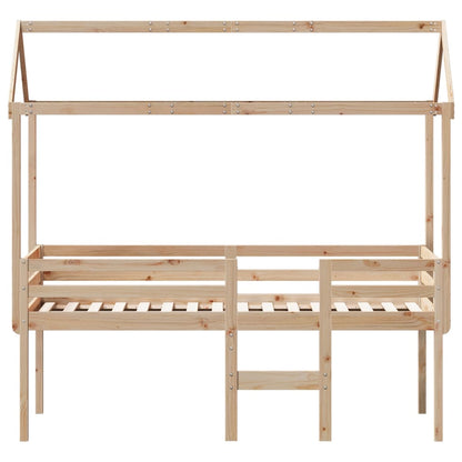 High Sleeper Bed with Roof 80x200 cm Solid Wood Pine