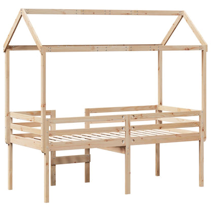 High Sleeper Bed with Roof 80x200 cm Solid Wood Pine