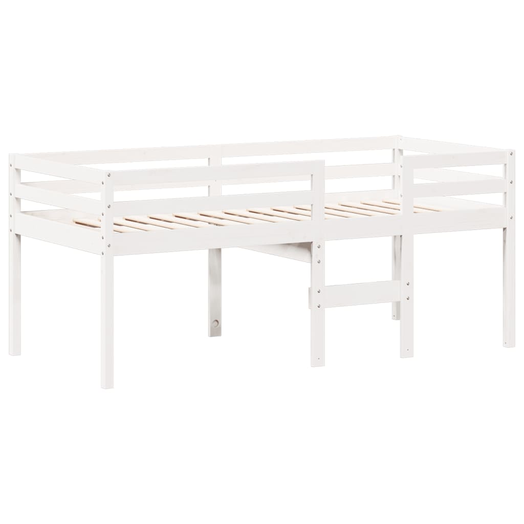 High Sleeper Bed with Roof White 90x190 cm Solid Wood Pine