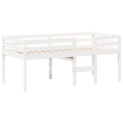 High Sleeper Bed with Roof White 90x190 cm Solid Wood Pine