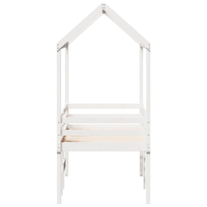 High Sleeper Bed with Roof White 90x190 cm Solid Wood Pine