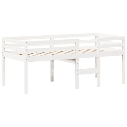 High Sleeper Bed with Roof White 75x190 cm Solid Wood Pine