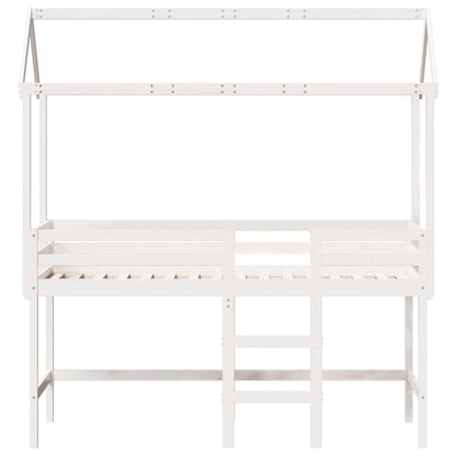 Loft Bed with Ladder and Roof White 80x200 cm Solid Wood Pine