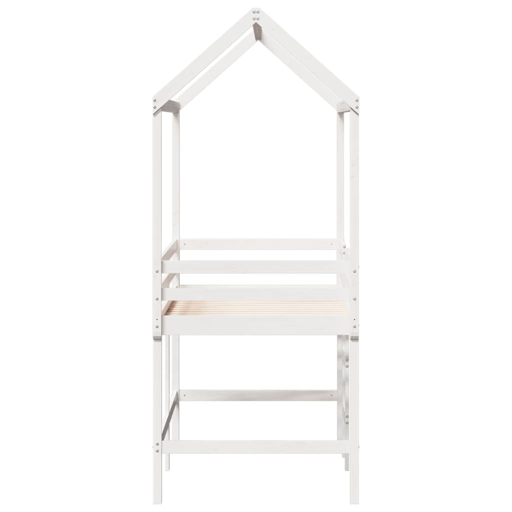 Loft Bed with Ladder and Roof White 80x200 cm Solid Wood Pine