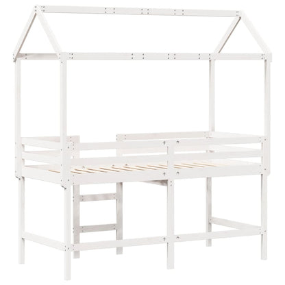 Loft Bed with Ladder and Roof White 80x200 cm Solid Wood Pine