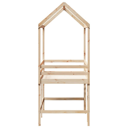 Loft Bed with Ladder and Roof 90x200 cm Solid Wood Pine