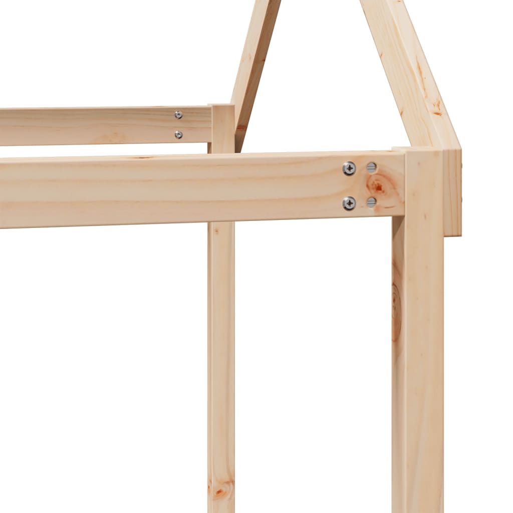 Loft Bed with Ladder and Roof 90x200 cm Solid Wood Pine