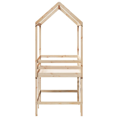 Loft Bed with Ladder and Roof 90x190 cm Solid Wood Pine