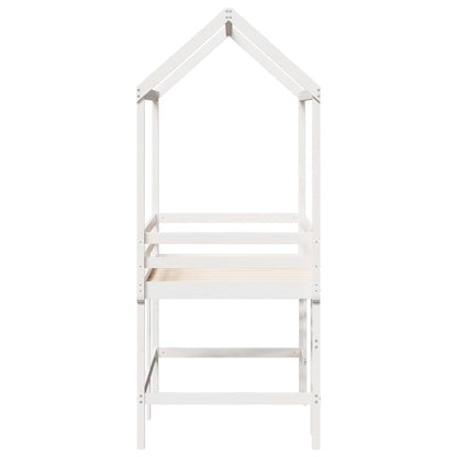 Loft Bed with Ladder and Roof White 90x190 cm Solid Wood Pine