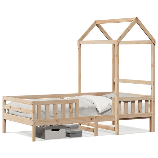 Bed Frame with Roof 100x200 cm Solid Wood Pine