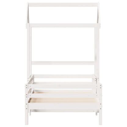 Bed Frame with Roof White 100x200 cm Solid Wood Pine