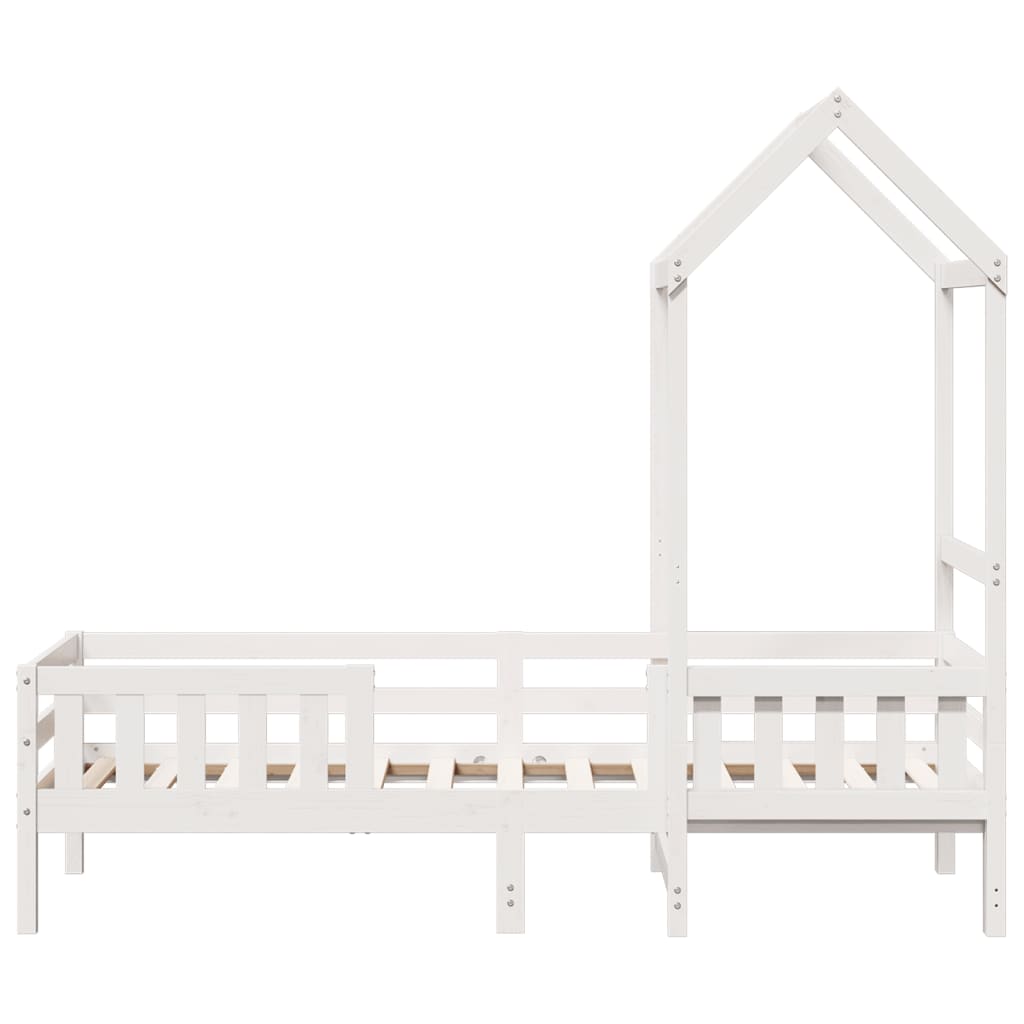 Bed Frame with Roof White 100x200 cm Solid Wood Pine