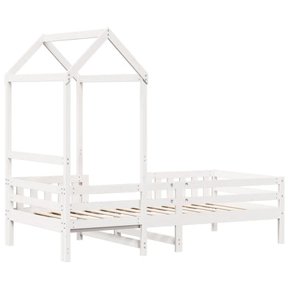 Bed Frame with Roof White 100x200 cm Solid Wood Pine