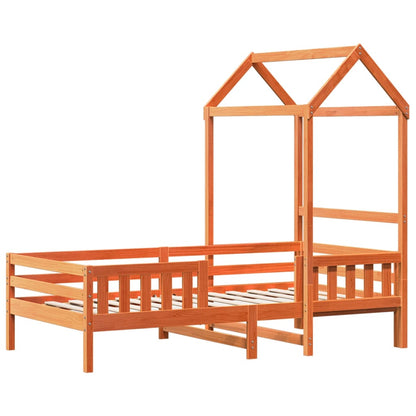 Bed Frame with Roof Wax Brown 80x200 cm Solid Wood Pine