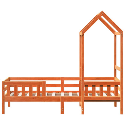 Bed Frame with Roof Wax Brown 80x200 cm Solid Wood Pine