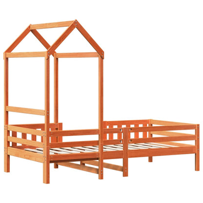 Bed Frame with Roof Wax Brown 80x200 cm Solid Wood Pine