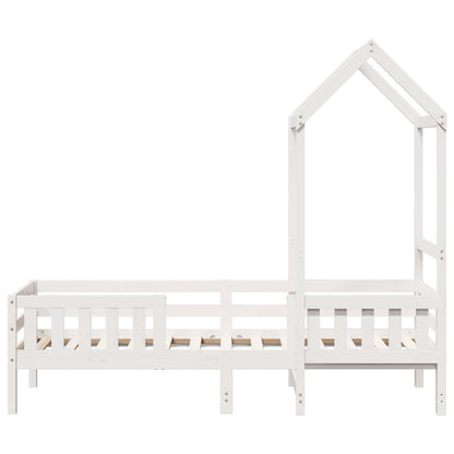 Bed Frame with Roof White 75x190 cm Small Single Solid Wood Pine