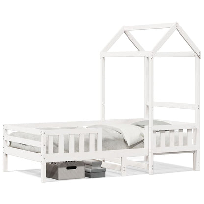 Bed Frame with Roof White 75x190 cm Small Single Solid Wood Pine