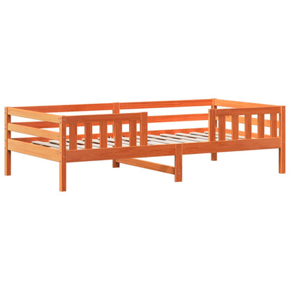 Bed and Bench Set with Roof Wax Brown 80x200 cm Solid Wood Pine